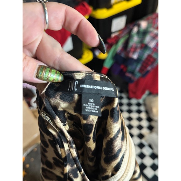 INC International Concepts Leopard Print Maxi Dress Spaghetti Strap - Picture 2 of 4